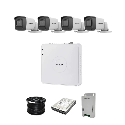 HikVision 4 Ch Turbo HD Kit - Embedded DVR - 4 x HD1080P Camera - 20M Night vision - 500GB HDD - 100m Cable