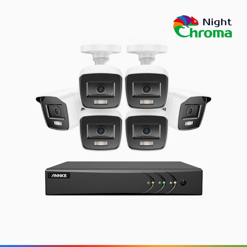 NightChroma TM NAK200 - Kit de surveillance 2MP à 16 canaux avec 6 caméras, vision nocturne polychrome Acme (0.0005 Lux)