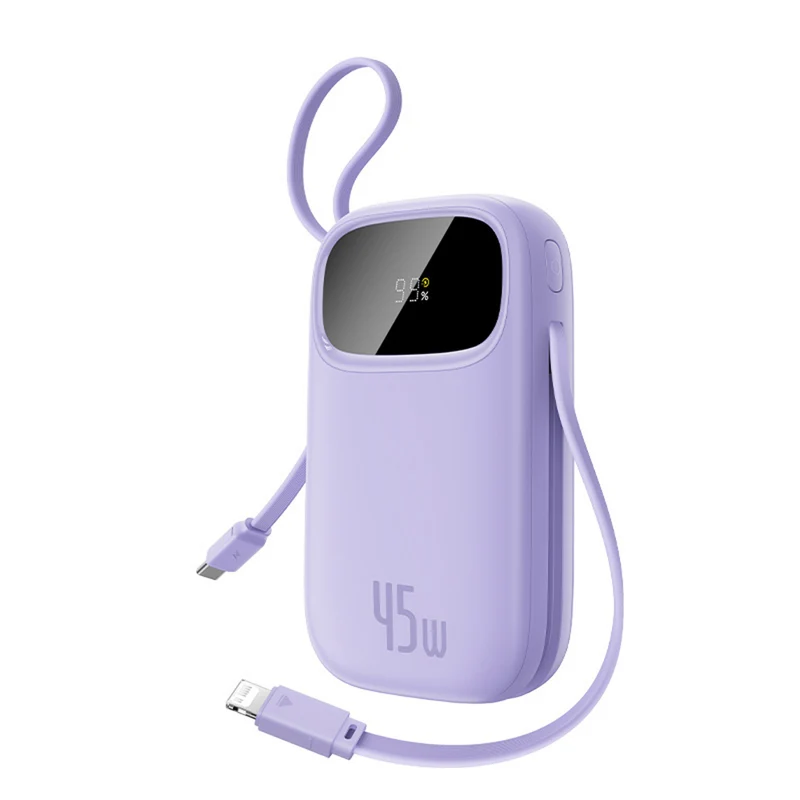 Baseus EnerFill FC31 20000mAh 45W Power Bank with Display with USB-C and Lightning Cables - Purple
