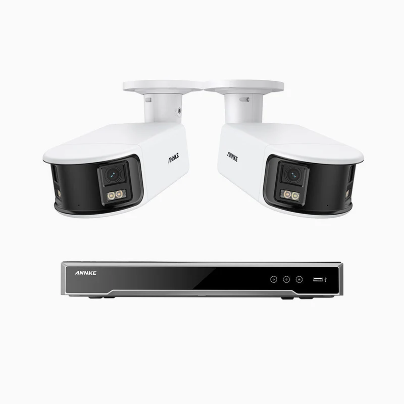 NightChroma TM NDK800 – Kit de surveillance PoE Dual Lens 4K à 8 canaux avec 2 caméras, f/1.0 Super Aperture, Acme Color Night Vision, Active Siren and Strobe, Human & Vehicle Detection, Intelligent Behavior Analysis, Built-in Micphone