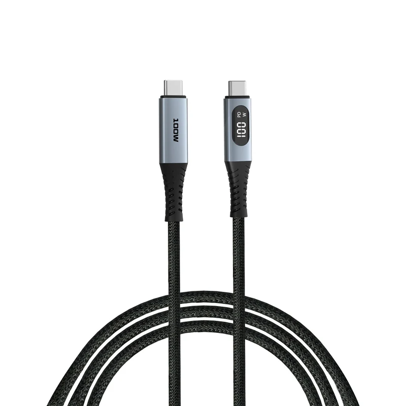 Verbatim Sync & Charge Cable 100W USB-C to USB-C with LED Display (SCC2-CCD100) Black