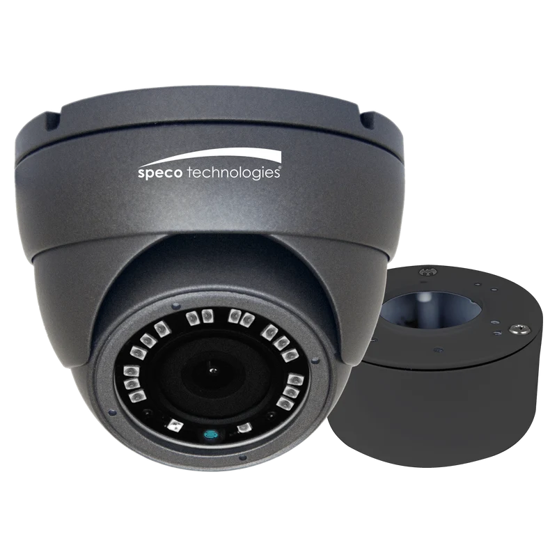 Speco 2MP HDTVI CVI AHD CVBS Eyeball Camera, 3.6mm , Incl Junc Box, UL, Grey (SPE-VLDT4G)