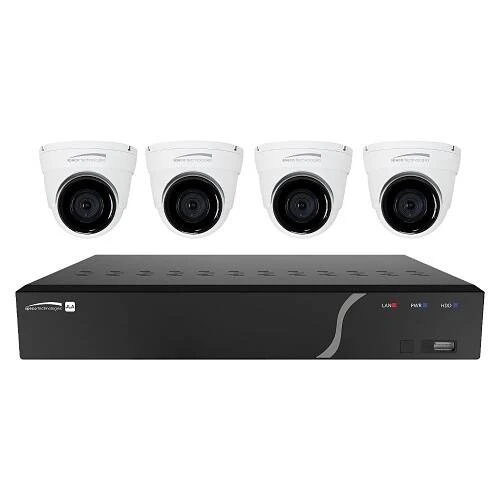 Speco 4channel NVR with 4TB and 4 Digital Deterrent Turret Cameras (SPE-ZIP44T4)