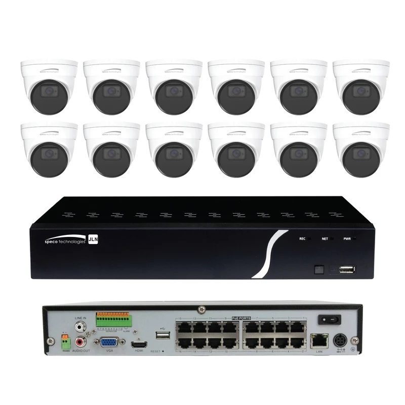 Speco IP Kit 16 Channel NVR with 12 5MP Turret Cameras (SPE-ZIPK16N1)