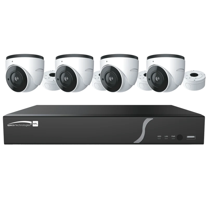 Speco 4CH IP Camera Kit, NVR w/ 4 IR Eyeball Domes w/ 2.7-12mm motorized lens (SPE-ZIPL4D1)