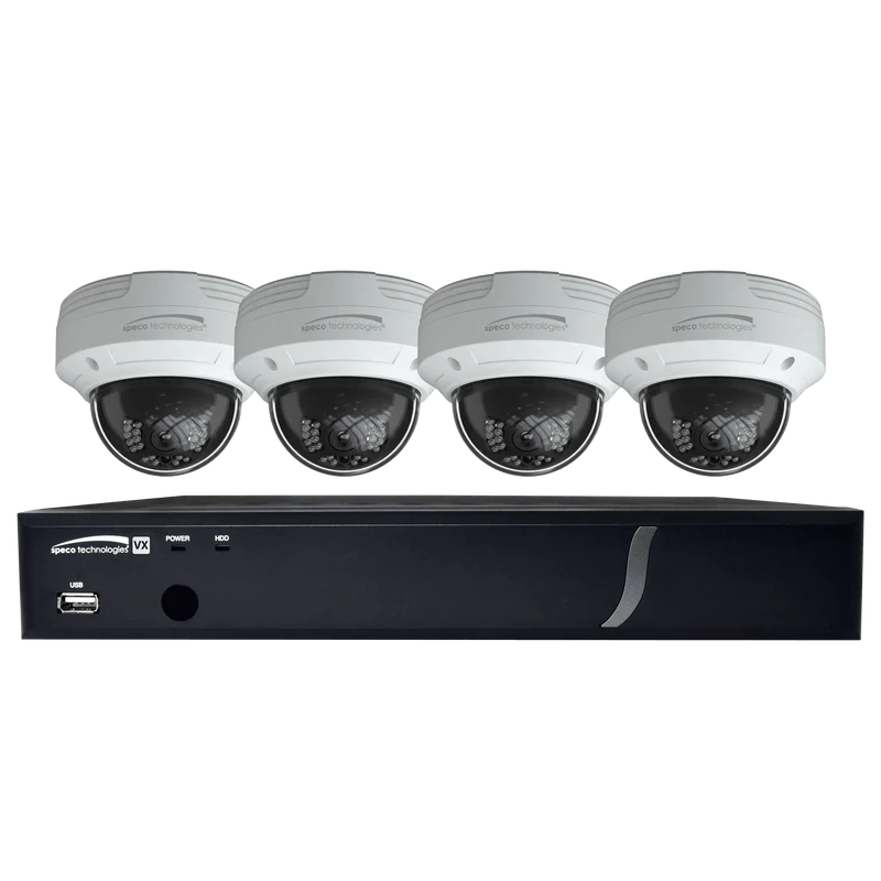 Speco 8CH HDTVI Camera Kit,DVR,1080p,120fps,2TB,4 IR Dome Cameras 2.8mm,White (SPE-ZIPT84D2)