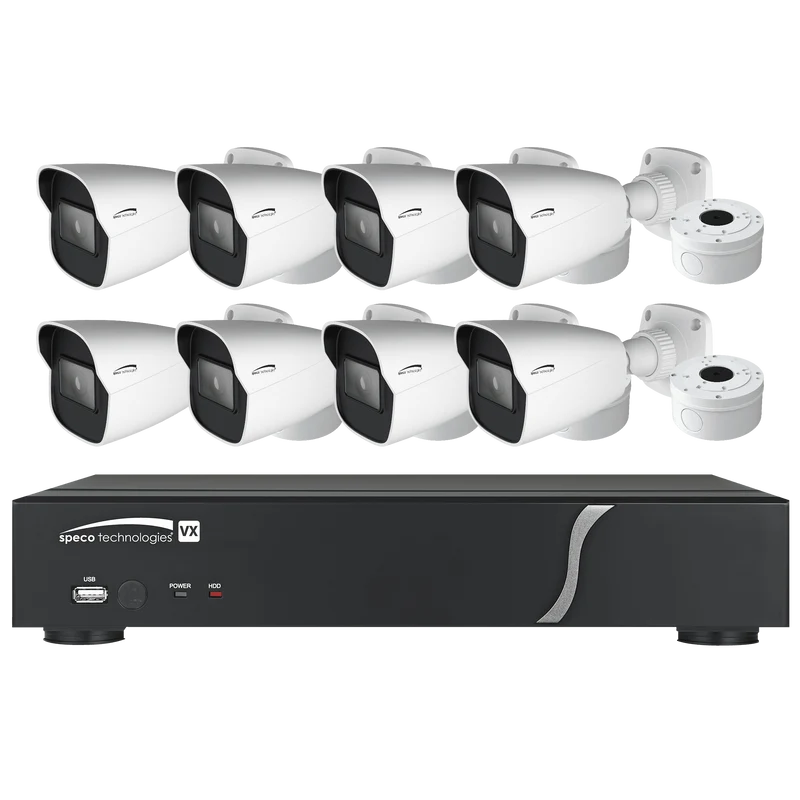 Speco 8CH HDTVI Camera Kit,DVR,1080p,120fps,2TB,8 IR Bullet Cameras 2.8mm,White (SPE-ZIPT88B2)