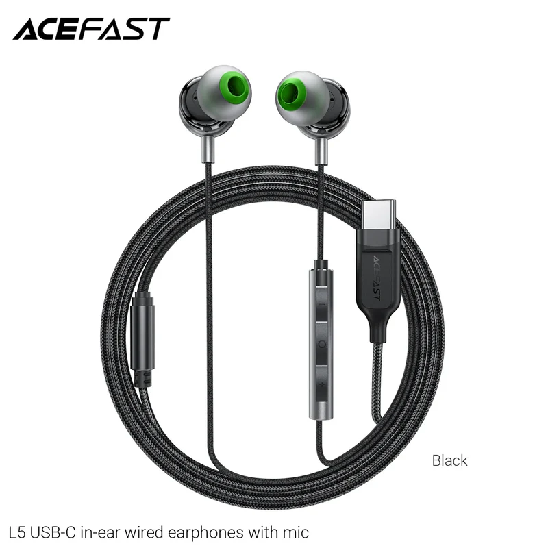 Acefast L5 USB-C In-Ear Wired Earphones With Mic – Black