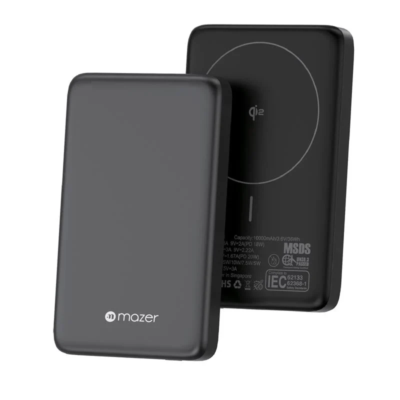 Mazer M-MagAir21-GY Qi2 Certified 15W 10K USB-C PD20W Power Bank (Grey)