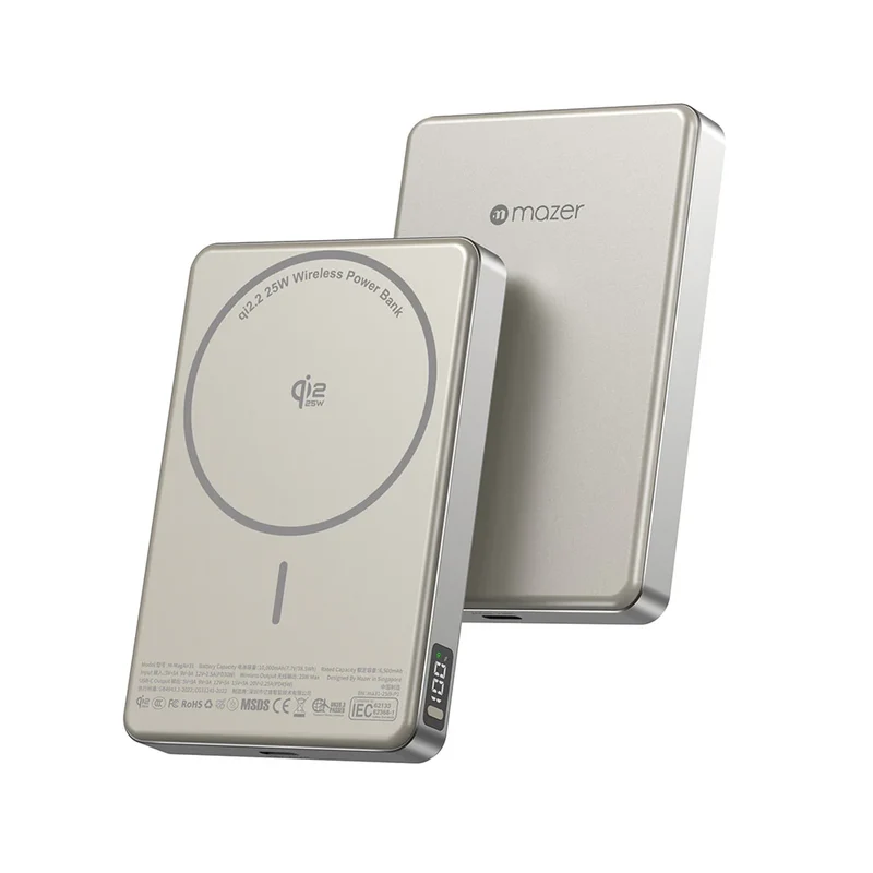 Mazer M-MagAir31-NT qi2-25W 10kmAh PD45W Power Bank (Natural Titanium)