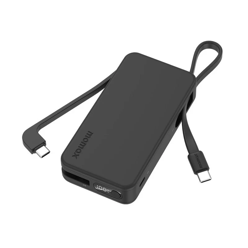 Momax IP138D 10000mAh Battery Pack with Dual Built-in USB-C Cable