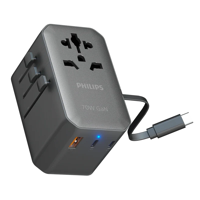 Philips CHP9004B/97 70W GaN Travel Charging Kit Retractable Cable