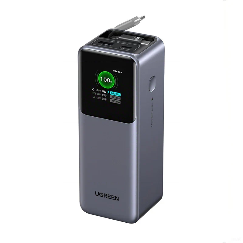 Ugreen PB726 20000mAh 165W CCC PD PB with Retractable Cable - Black