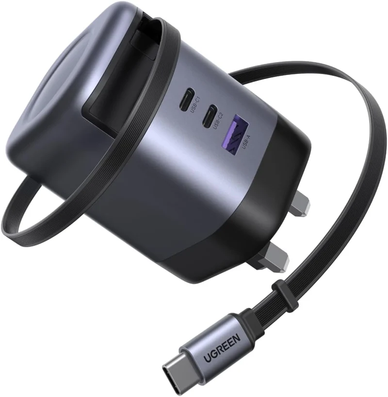 UGREEN Nexode Pro 100W GaN Charger with Retractable USB-C Cable (2C1A)