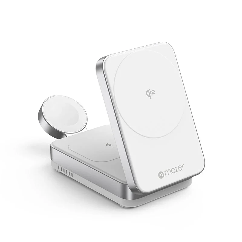 Mazer Qi2 23W Foldable 3in1 Wireless Charger (White)