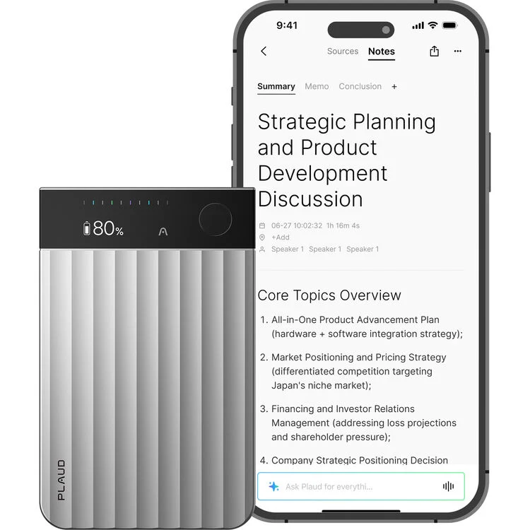 PLAUD AI Plaud Note Pro AI-Powered Transcriber (Silver)
