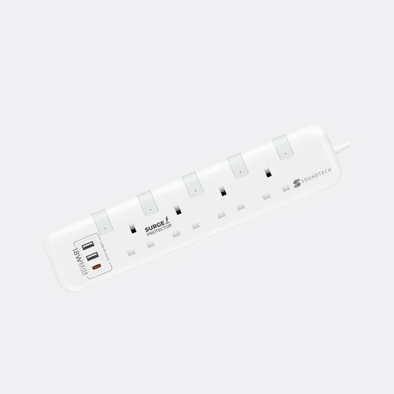 SoundTech 4 Way Extension Socket with USB-A+C