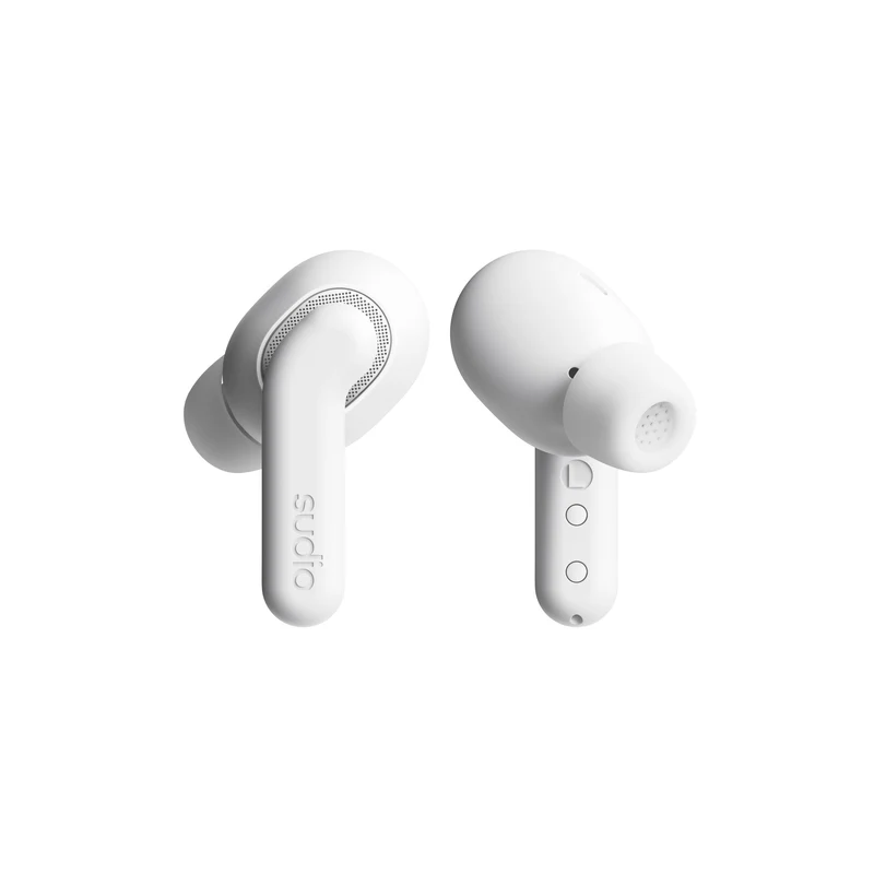 Sudio E4 Pro Wireless Earbuds with Hybrid Active Noise Cancellation - White