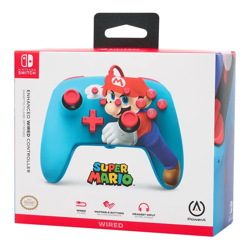 PowerA Enhanced Wired Controller and Protection Case for Nintendo Switch - Mario Punch / Running Mario