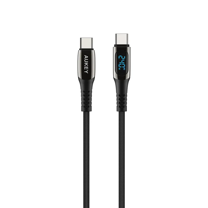 Aukey CB-DCC244 Impulse 240W 2M DTY Braided USB-C to USB-C Cable with LCD Display