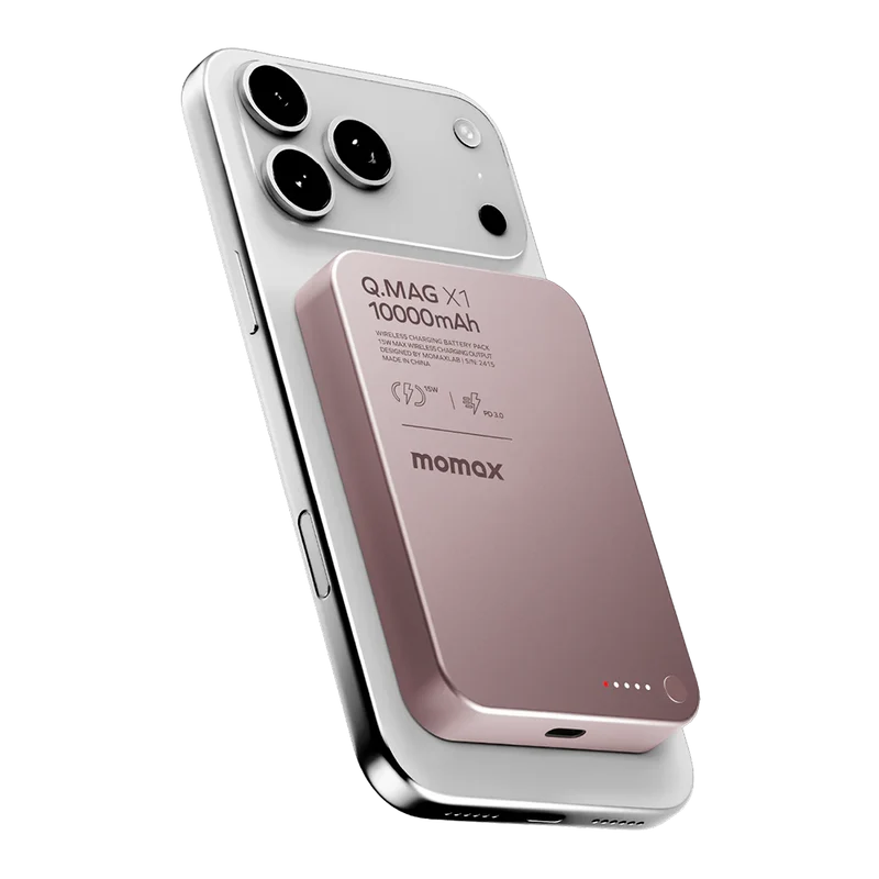 Momax IP117AP Q.MAG X1 10,000mAh Magnetic Wireless Battery Pack (Pink)