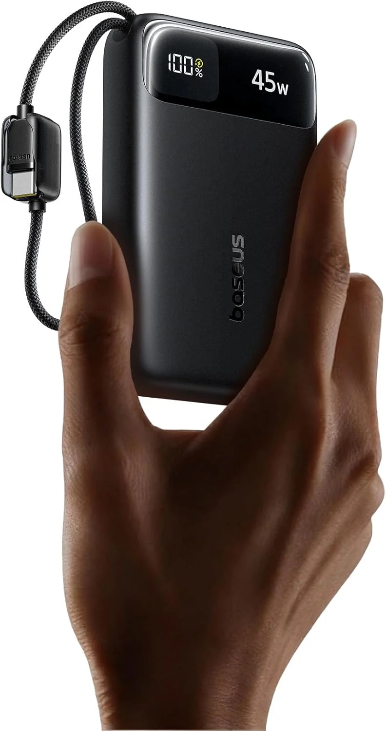 Baseus EnerFill FC31 20K 45W Power Bank with Built-in USB-C Cables - Black